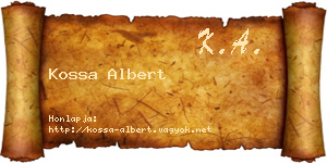Kossa Albert névjegykártya