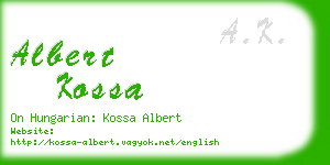 albert kossa business card